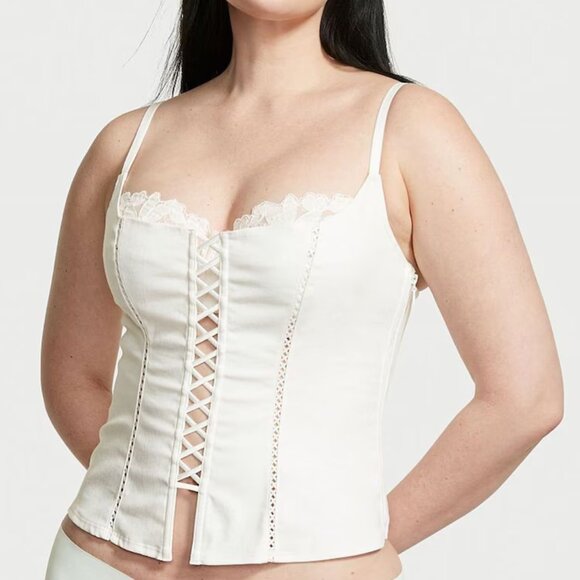 RARE Victoria's Secret White Cotton Corset - Picture 2 of 3